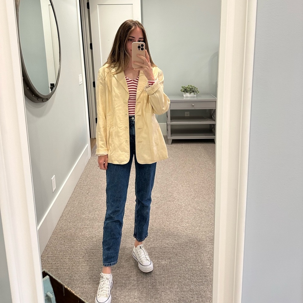 Wilson’s Leather Cream / Neutral / Light Yellow Genuine Leather Jacket